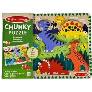 Melissa & Doug Wooden Chunky Dinosaur Puzzle‎ 7 Pieces 2 Plus
